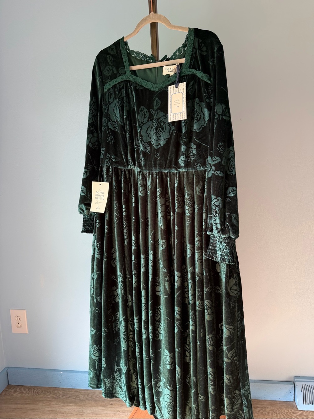 JessaKae nwt Emerald Green Velvet Lace-Trim Dress plus 1x - Picture 1 of 10